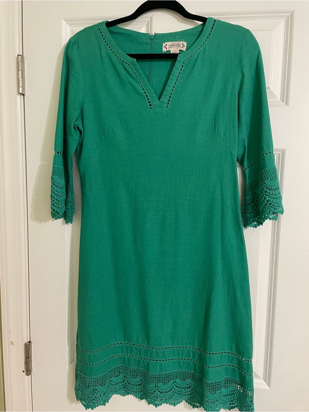 NANETTE NANETTE LEPORE
Emerald Green Crochet-Trim Dress